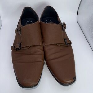 CALVIN KLEIN BUTLER DOUBLE MONK STRAP MENS DRESS SHOE BROWN SIZE 12